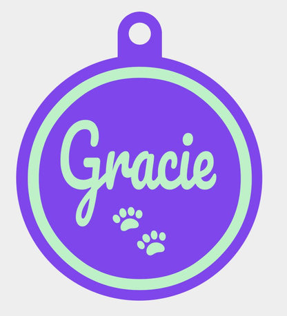 Custom Pet Name ID Tag Circle Collar Charm